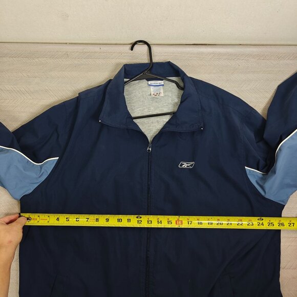 Vintage Reebok Men's Full-Zip Windbreaker Jacket Navy Blue Size XXL 90s - Picture 7 of 7